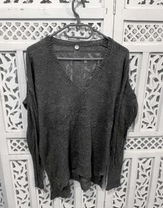 🎀Gray V-Neck Long Sleeve Top ((