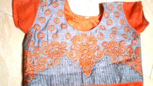 Orange Embellished Anarkali Dress