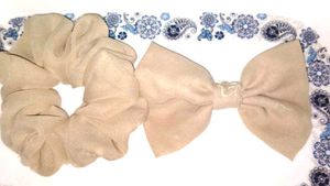 Tan Scrunchie & Bow Set