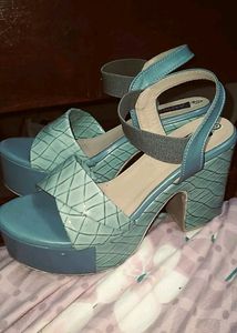 Aqua Blue Block Heel