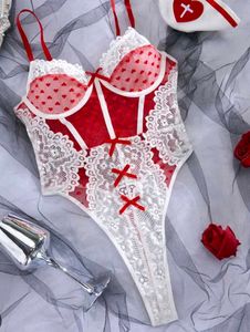 Red &amp; White Teddy Lingerie