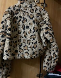 Animal Print Fur Zip Jacket.