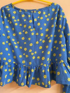 M20- Floral Blue Top