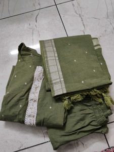 Olive Green Kurta Suit Set