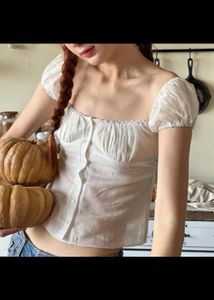 white Solid Square Neck top