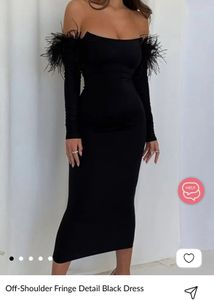 Elegant Feather Trim Dress
