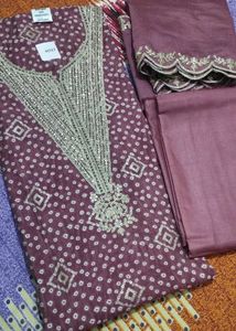 Bandhani Print Suit With Plazo And Dupatta