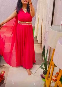 Shoulder Straps Fit And Flared Maxi Ethnic Dress