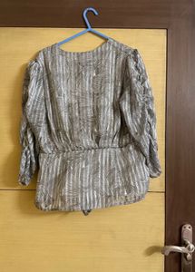 Latin Quarters Abstract Print Wrap Blouse