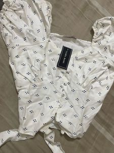 Zara Puff Sleeve Tie Up Top