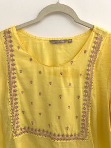 Yellow Embroidered Tunic Top