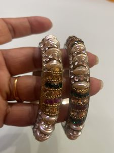 Beautiful Jaipuri Kade with pearl and multicolour stones