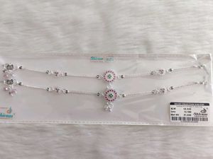Pure Silver Anklets with Floral Details