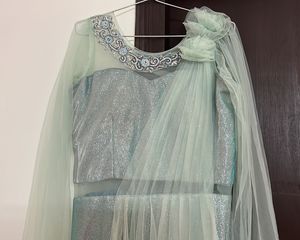 Designer Net Embroidered Flared Partywear Gown