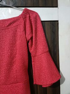 Red Midi Dress Bell Sleeves