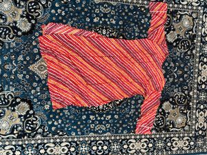 Red Striped Kurta Set