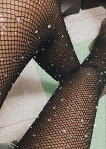 Black Fish Net Rhinestone Stockings