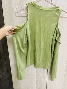 Green Cold Shoulder Top