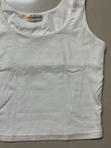 White Ribbed Tank Top