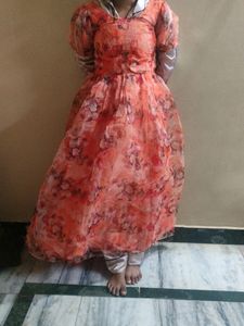 Anarkali Organza Floral Kurti