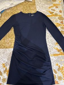 Blue Ruched Sheath Dress
