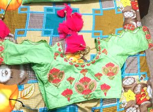 Party Wear Lehgha pink &amp; Parrot Color