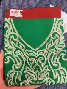 Neck Embroidery Green -Red Suit