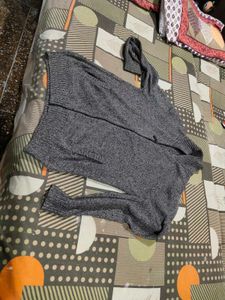Gray Knit Sweater imported zipper