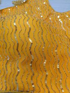 Yellow Net &amp; Sequins Blouse