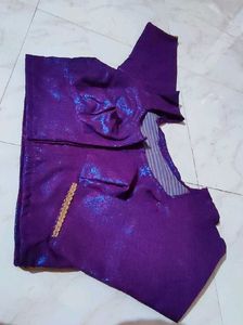 shimmery purple saree with readymade blouse