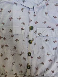 LAVENDER PRINTED CROP SHIRT
