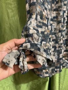 Printed Top With Elastic At Waist