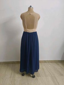 Navy &amp; Gold Embellished Gown