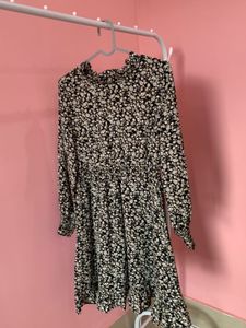 Floral Print Black Dress