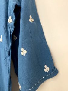 blue embroidery kurti