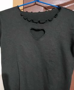 Black Heart Cutout Top