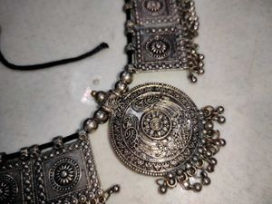 navratri Silver Statement Necklace