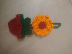 Crochet Flowerpot Wallhanging And Bagcharms