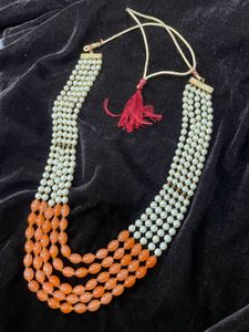 Orange Moti Neck piece