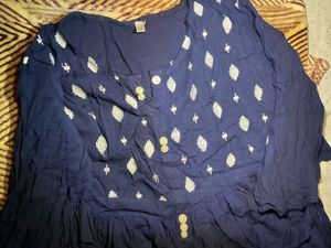 Long Navy Blue Cotton Gown