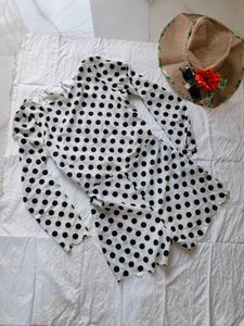 White And Black Polka Dots Playsuit