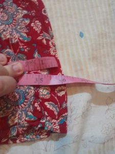 Cute Red Floral Print Top, Size-S