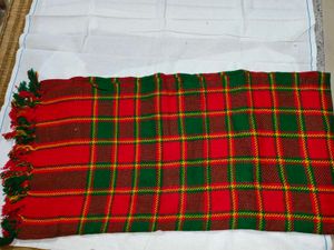 Vintage Plaid Blanket with Fringe