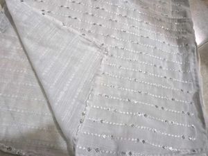 trending white sequence short kurti