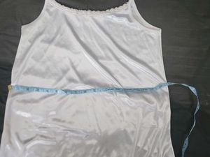 Lavender Satin Lace Trimmed Spaghetti Strap