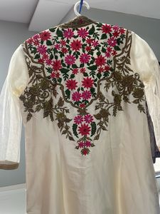 Ivory Dress Wid Multi Handwork