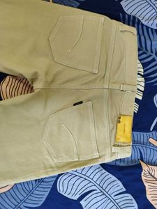 Beige Straight Mid Rise Jeans
