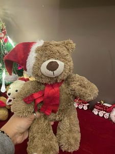 Festive Teddy Bear with Santa Hat