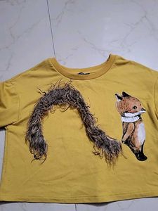Fox Graphic Mustard Yellow Sweatshirt