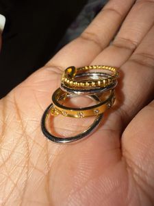 Stackable Rings Safety pin - Gold &amp; Silver